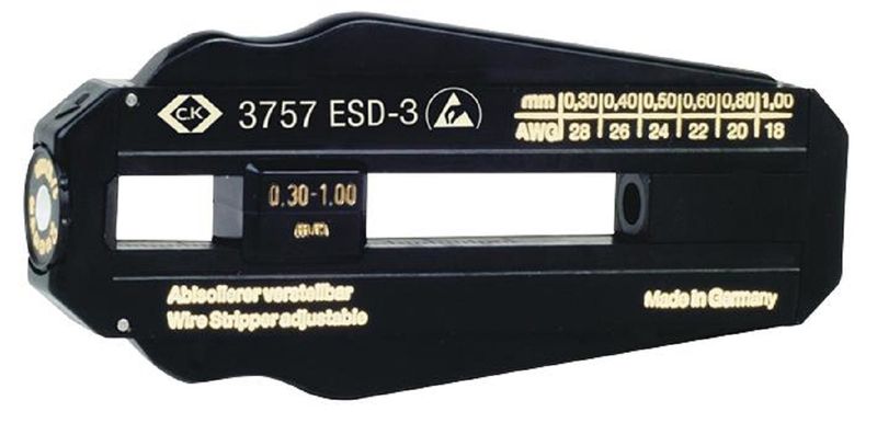 CK Tools (T3757ESD 3) Precision Wire Stripper, ESD Safe, 28AWG to 18AWG