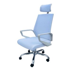 SMTE-White Leather Office Chair