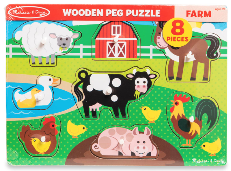 Melissa &amp; Doug Farm Wooden Peg Puzzle (8 Piece)