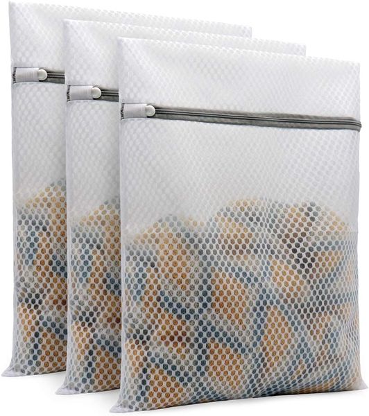 iDesign Mesh Laundry Bag Built in Zipper for Delicates-3Piece