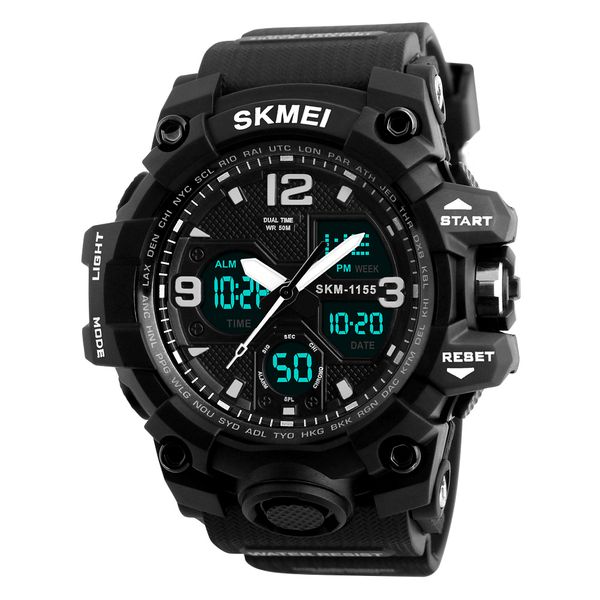 Mens Military Dual Time Watch Alarm Stopwatch