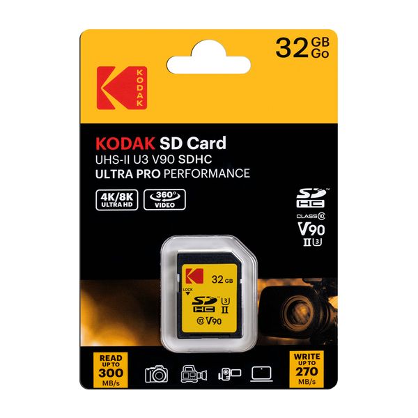 Kodak 32GB SD Card Ultra Pro with UHS-II U3 V90 for 4k or 8k Capture