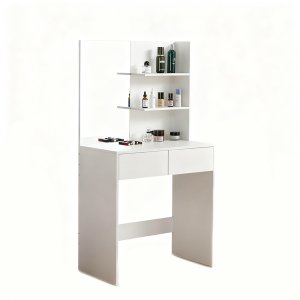 Furnny Makeup Vanity Desk with Mirror, 2 Drawers, Modern Style, White