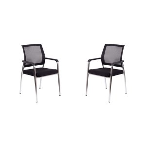 Set Of 2 Four-Legged Visitor Mesh Office Chair with Armrest J120