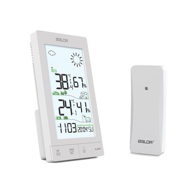 Wireless Weather Station - 5 Inch DCF Radio Clock Indoor Outdoor Temp Hum