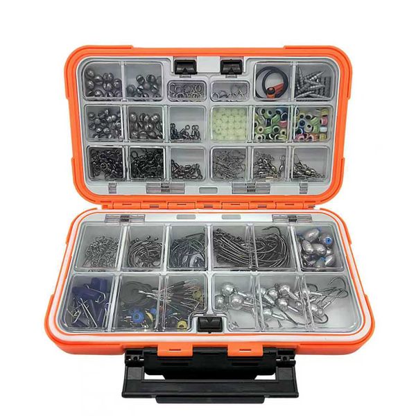 ZELTRYN 410Pcs Fishing Tackle Kit Waterproof Storage Box with Mixed Hooks