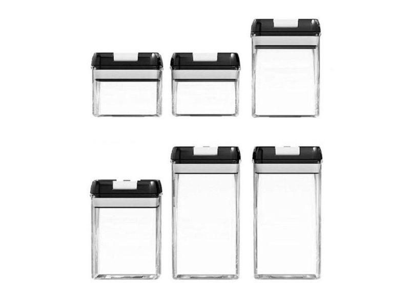 6 Pieces Air Tight Food Storage Containers - Black