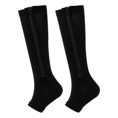 Venous Pressure Open Toe SportsNon-Slip Calf Socks Black