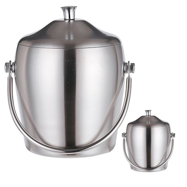2-Piece Ice Bucket Stainless Steel Double-Wall Insulation for Cocktail Bar