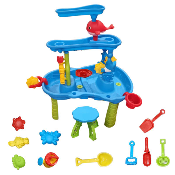 3 Tier Outdoor &amp; Summer Beach Water Sand Activity Table Toy Set for Kids