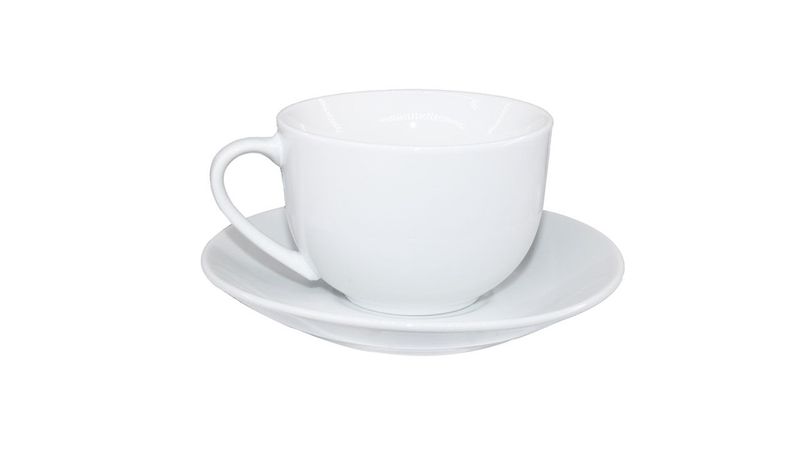 12 Piece Fine Bone Tea Cup &amp; Saucer Drinkware Set - Pure White