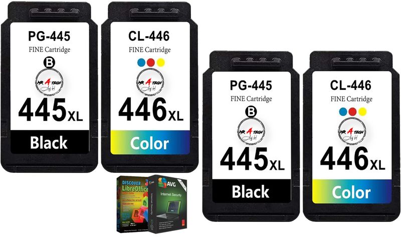 MR A TECH Inkjet Cartridges Compatible with Canon PG-445XL-446X