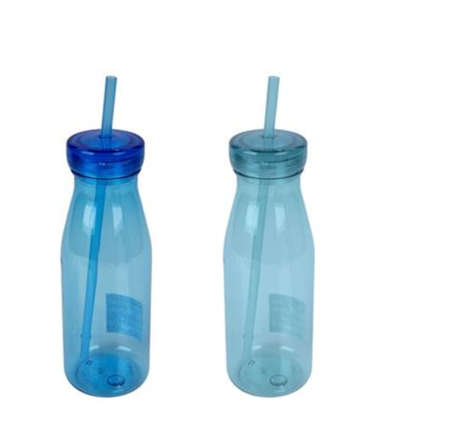2 Pack Water Bottle With Straw Top 500ml