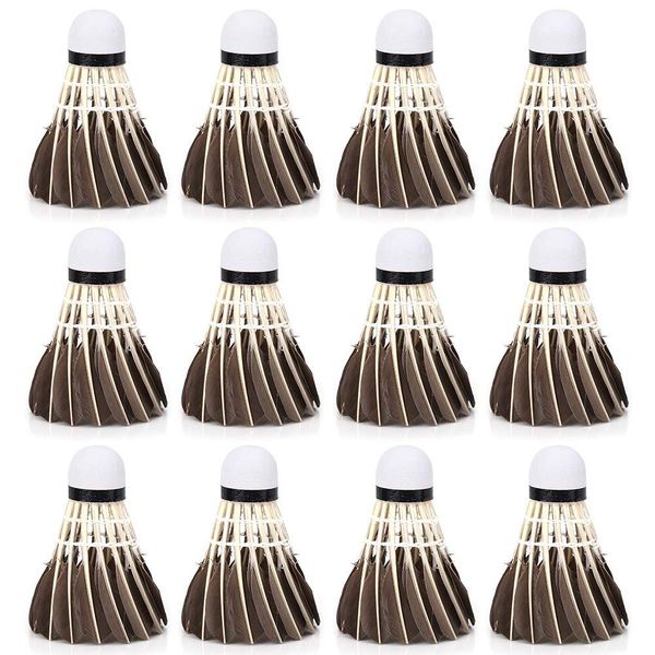 12PCS Black Goose Feather Badminton Shuttlecocks Training Foam Head