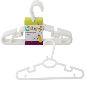 White Baby Hangers - 12 Packs of 10