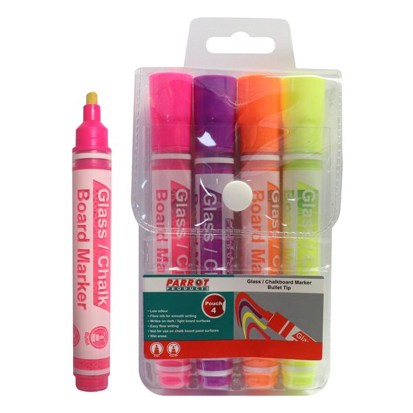 Parrot Products Whiteboard/ Glass Markers - Pouch of four