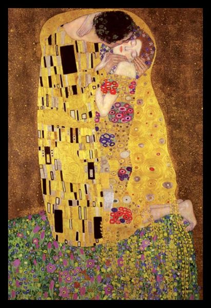 Gustav Klimt's - The Kiss Poster with Black Frame