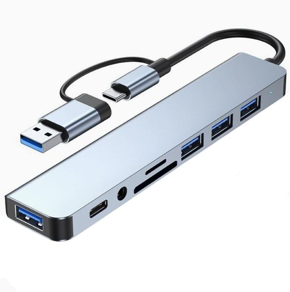 Type-C 8-in-1 USB Hub, Multi-Function Card Reader and Laptop Expansion Dock