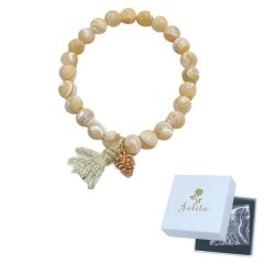 Jolita 8MM Trochus Shell Beads Pinecone &amp; Tassel Charm-SL0019