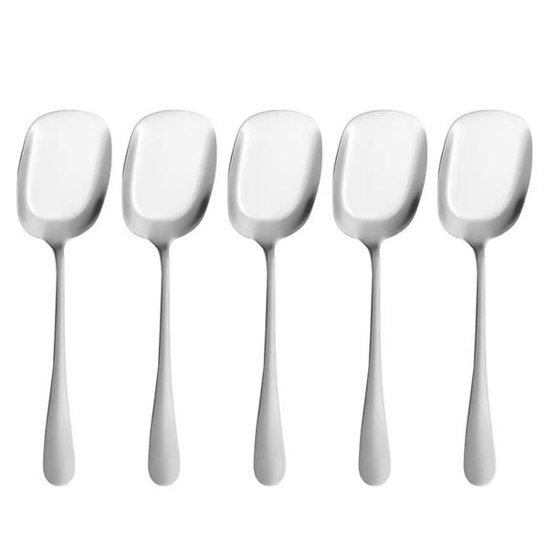 5 Pack Serving Spoons Stainless Steel Widened Smooth Polished Finish