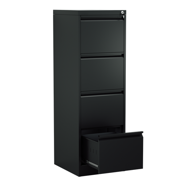 Steel Vertical 4 Drawer Swan-neck Filing Cabinet - White