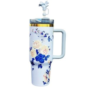 Traders Online Tumbler With Handle And A Designed Straw