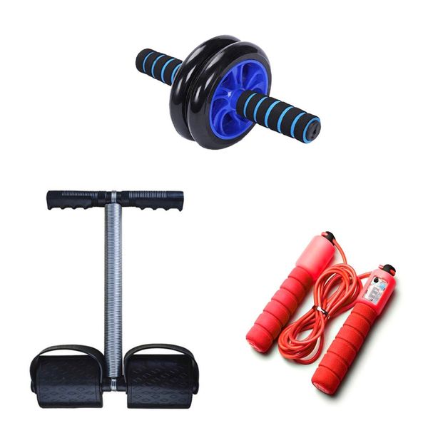 WorkOut Combo: Ab Wheel + Tummy Trimmer + Skipping Robe