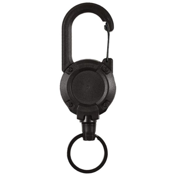 Heavy Duty Retractable Pull Badges Carabiner Key Chain Buckle Black