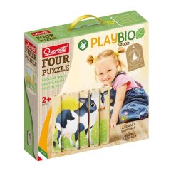 Quercetti Wooden, Eco-Friendly Farm Animals Block Puzzles: 4 Puzzles