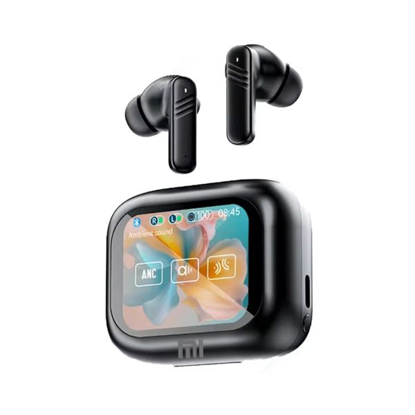 Black In-ear Touchscreen Dual Noise-Cancellation Bluetooth Headphone