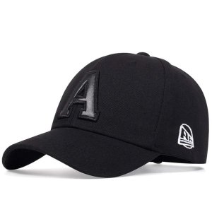 Men Baseball Cap - Letter Embroidery - Trucker Cap - Black