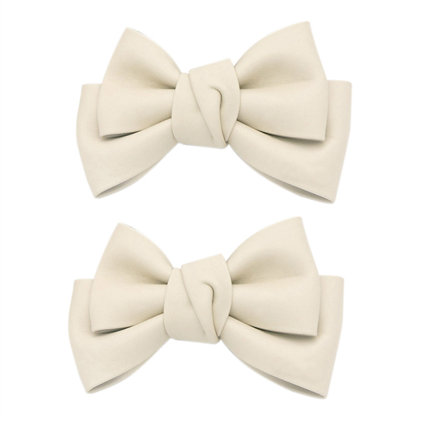 Shoe Clips Leather Bow Shoe Clips Shoe Jewelry Clips Creamy-White