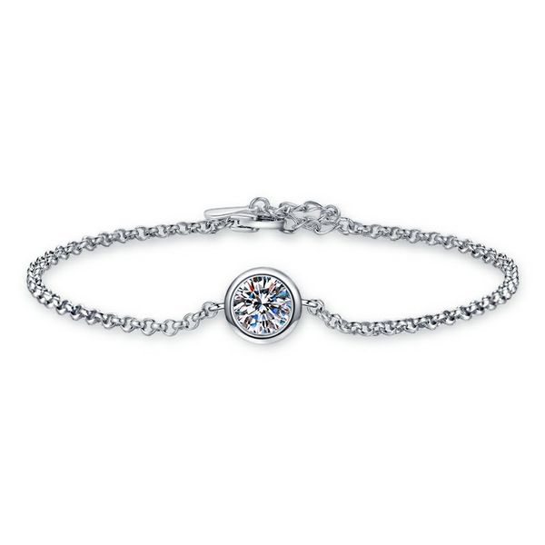 925 Sterling Silver 1CT Moissanite Bracelet | Platinum-Plated Hand Jewelry