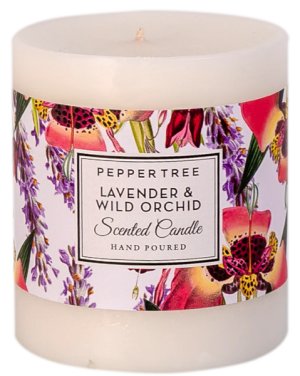 Pepper Tree Lavender &amp; Wild Orchid Small Scented Pillar Candle 400ml