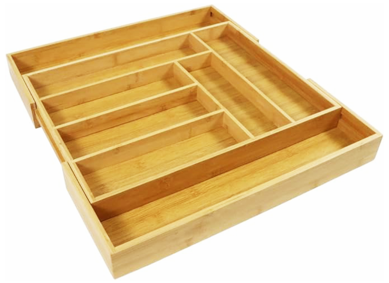 Bamboo Kitchen Cutlery Tray Expandable Cutlery Drawer Organiser