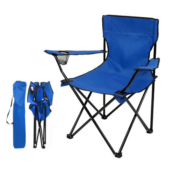 Camping Chair Fishing Chair Folding Beach Chair with Armrests &amp; Cup Holder