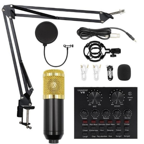 Professional Audio ound Card Set Condenser Microphone for Podcast Recording