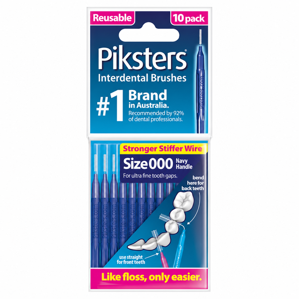 Piksters Interdental Brushes 10pk Size 000 Navy Handle
