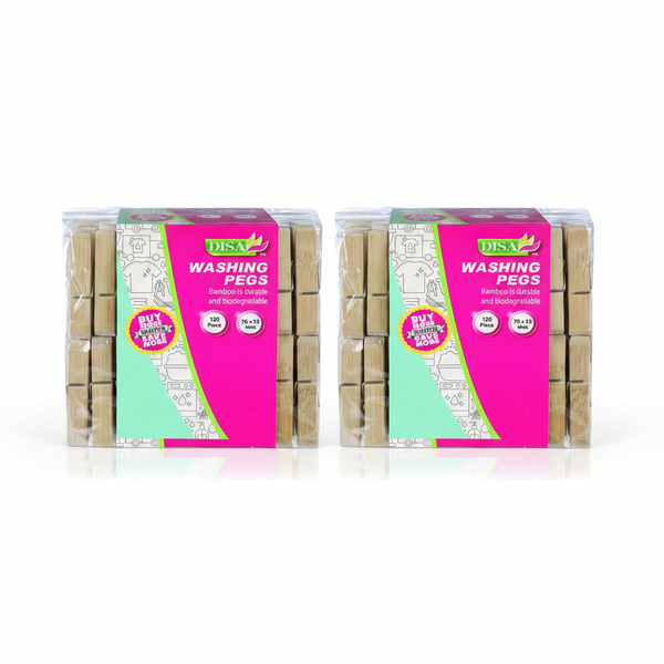 Disa Bamboo Washing Pegs 70mm 120 Piece - 2 Pack