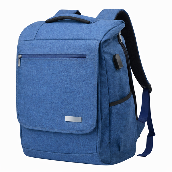 Large Capacity Laptop Backpack with USB Port - Blue