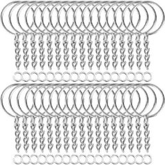 100Pcs Split Key Chain Rings with Chain and Jump Rings Bulk for Crafts