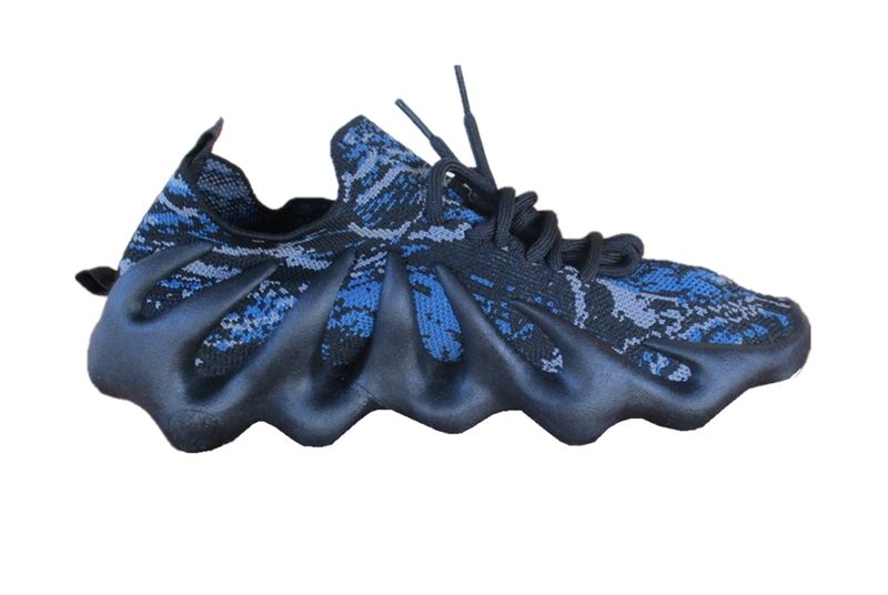 Women's Black &amp; Blue Knit Sneakers with Cushioned Sole &amp; Lace-Up Design