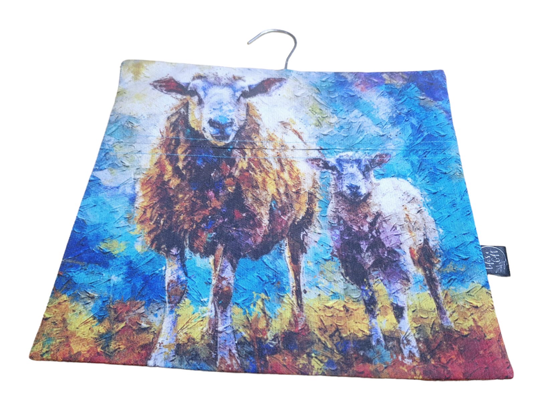 Laundry Peg Bag - Mama Sheep and Little Lamb in Field