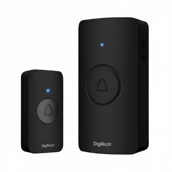 Digitech Wireless Doorbell Black - 100 Metre Range, Battery Powered