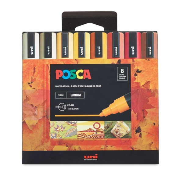 Posca Marker Sets: 8 Warm Colours 1,8-2,5mm (PC-5M)