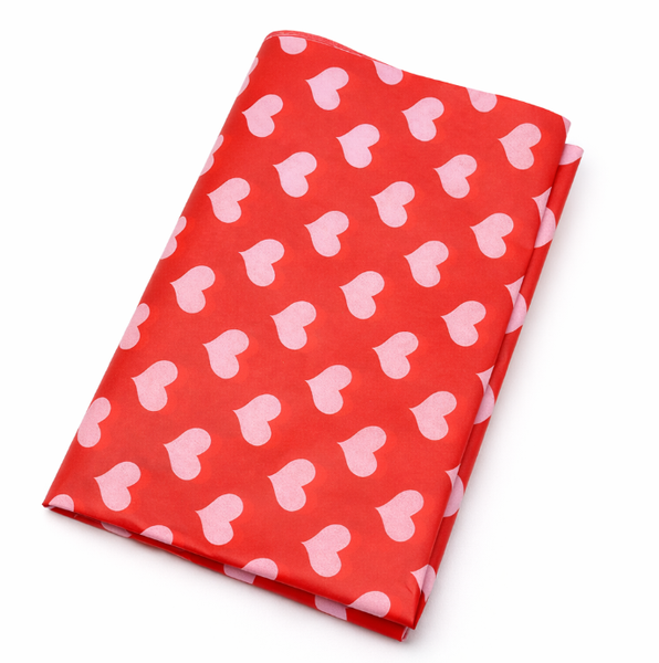 10-Piece Sheer Valentine's Day Heart Tissue Wrap - Red Heart Design