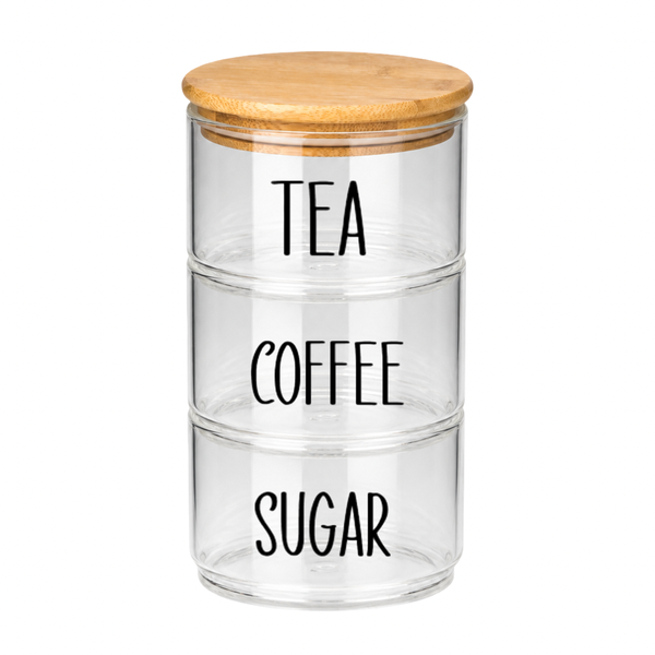 Glass &amp; Bamboo Stackable Tea &amp; Coffee Jars