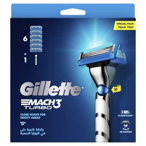 Gillette Mach3 Turbo 3D Razor Handle + 6 Blades