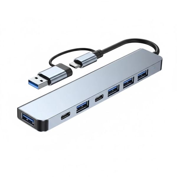 8-in-1 Dual-Port USB 3.0 Hub - Featuring TF/SD Card Reader