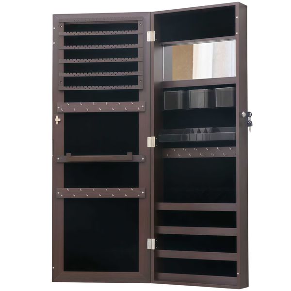 Jewelry Armoire Storage Large Hanging Jewelry Makeup Mirror Cabinet